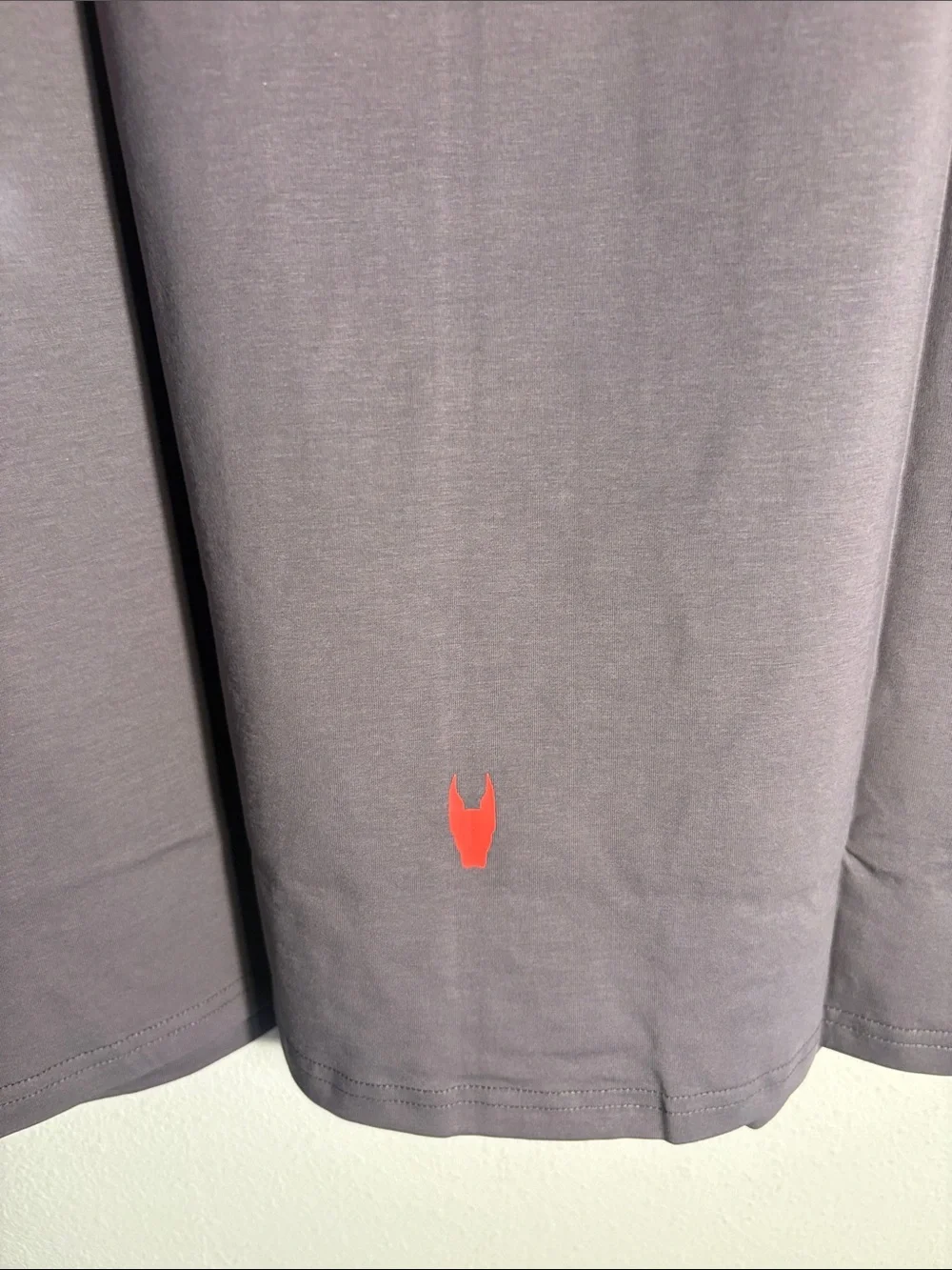 tde. Men's Charcoal Short Sleeve Crewneck T-Shirt with Red Logo
